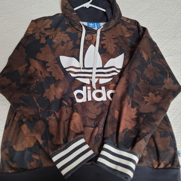 Adidas Camo Leaves Trefoil Hoodie Sweatshirt - Picture 2 of 7